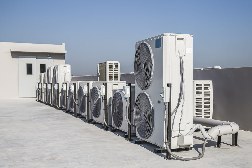 air conditiong outdoor unit compressor install outside the building.