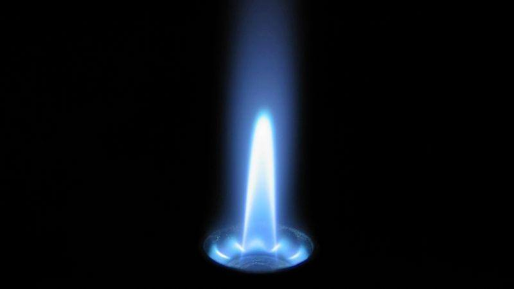 bright blue pilot light flame